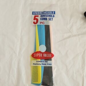 Vintage Combco Inc. Unbreakable Household Comb Set 5 Pieces *Unopened Package